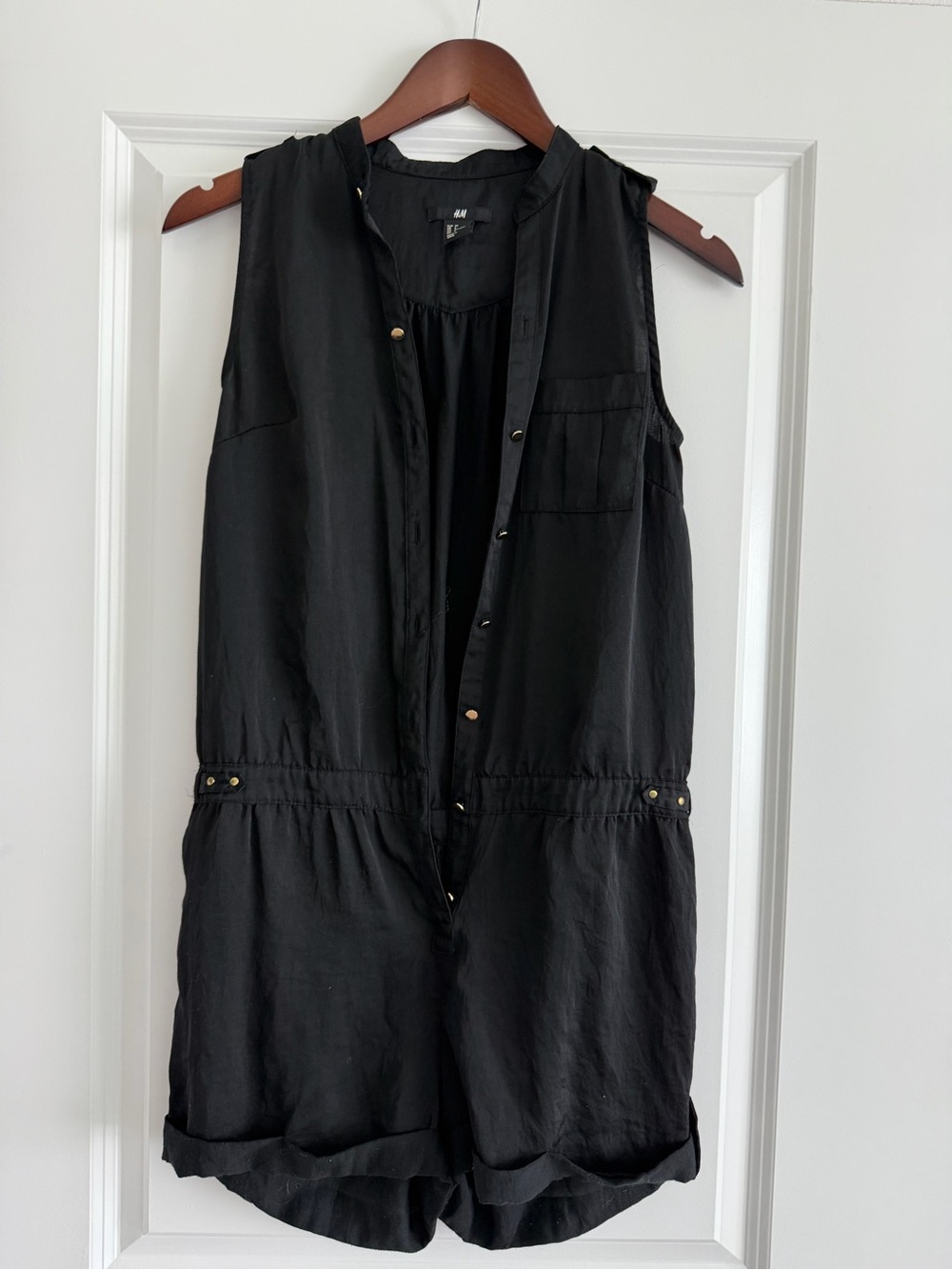 H&M Black Sleeveless Button-Front Romper